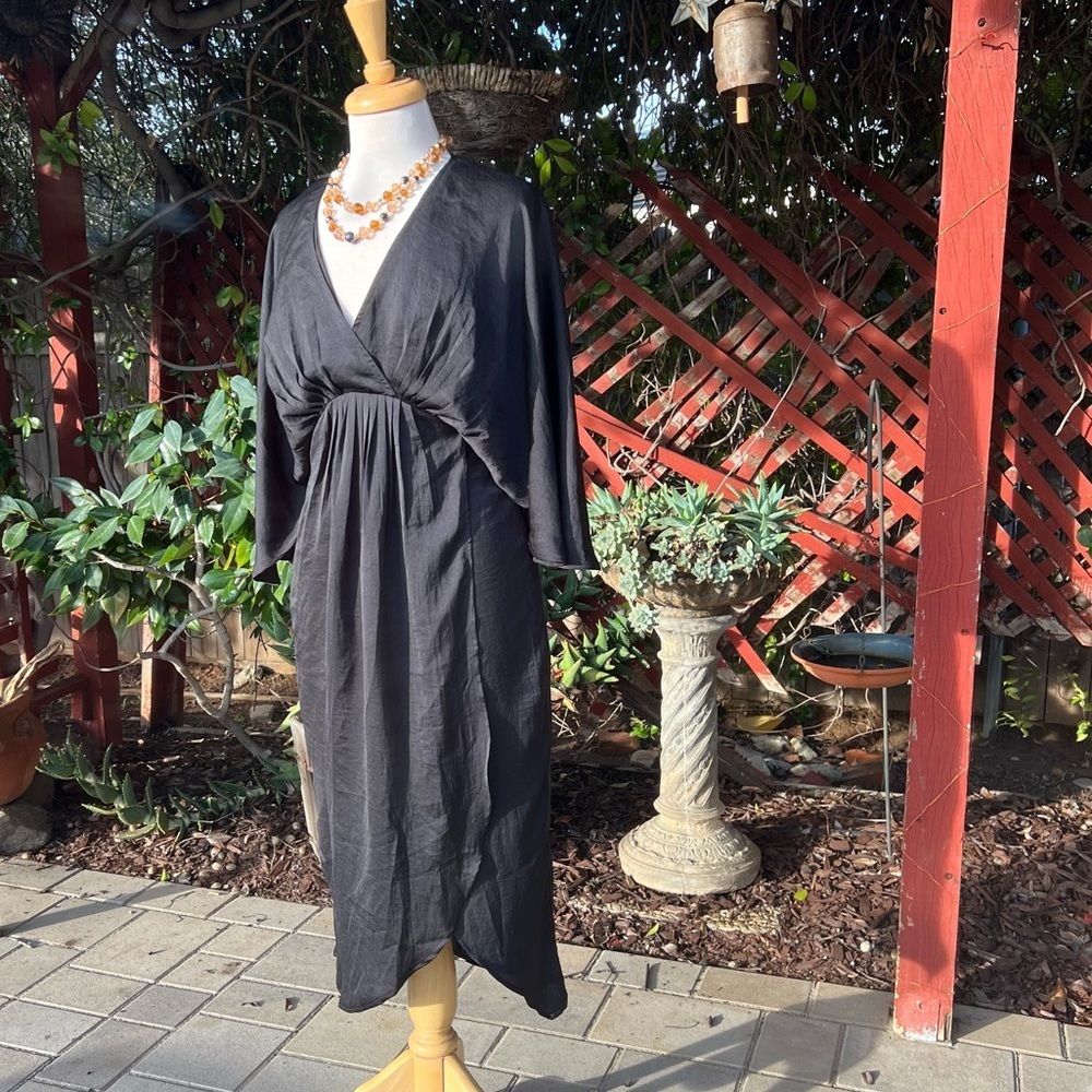 Black If By Sea Grecian goddess midi dress|XS